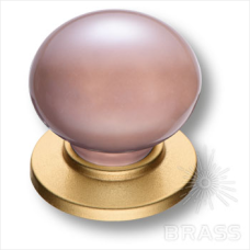 Ручка кнопка керамика с металлом, розовый перламутровый/матовое золото